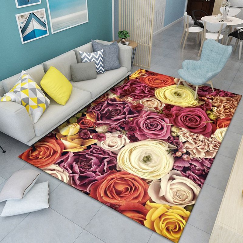 Modern bloempatroon Tapijten Polyester binnen Tapijt Non-slip achtergrondgebied Tapijt voor woonkamer