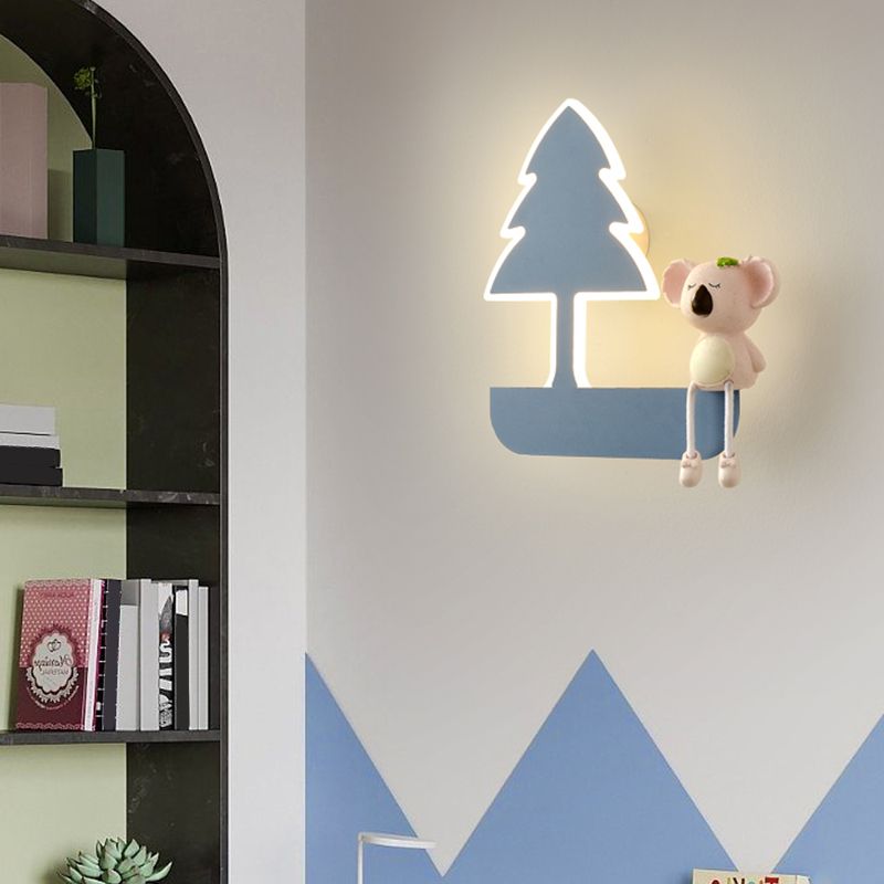 Cartoon Style Wall Light Colorful Metal Wall Lamp for Children's Room (Included Doll)