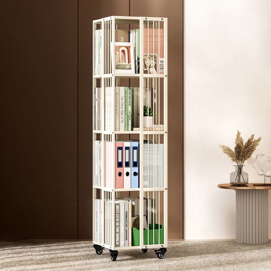 Modern Metal Bookshelf Pure White Standard Open Shelf Vertical Bookcase