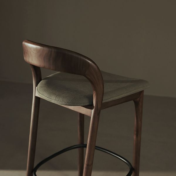 Solid Wood Bar Stools Industrial Bar Height Armless Stool with Low Back