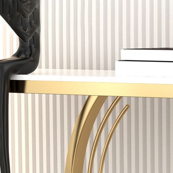 Glam Rectangle Console Table 31.5" Tall Stone Accent Table with 1 Shelf