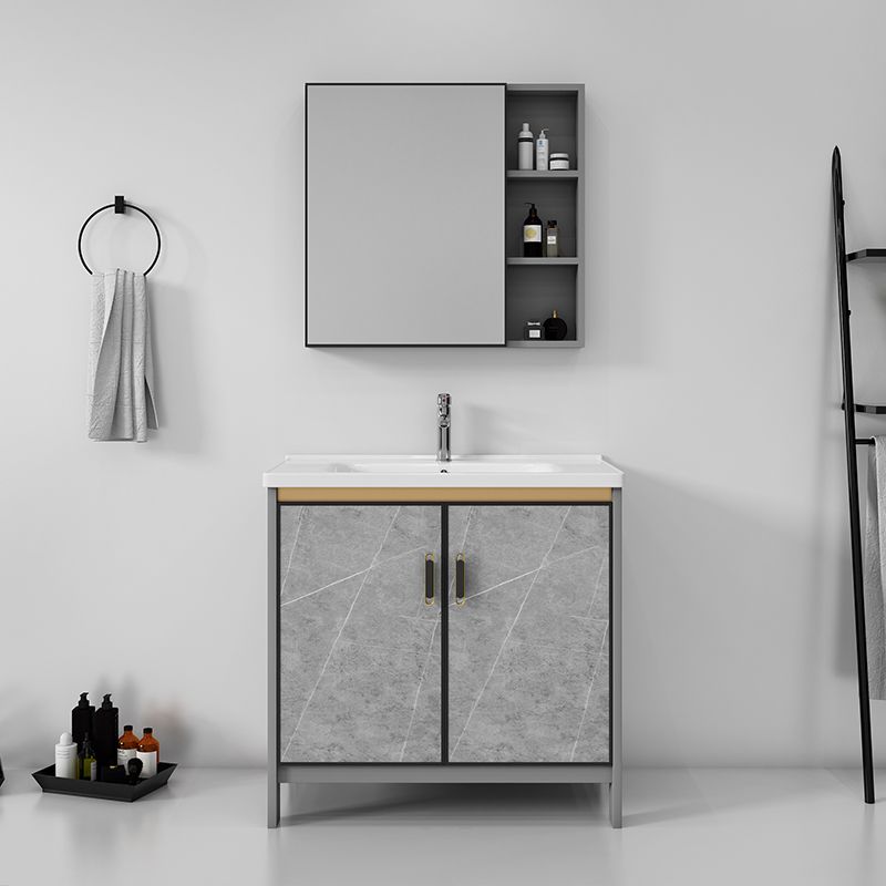 Bathroom Vanity Set Drawer Ceramic Sink Faucet Free Standing Vanity Set with Mirror