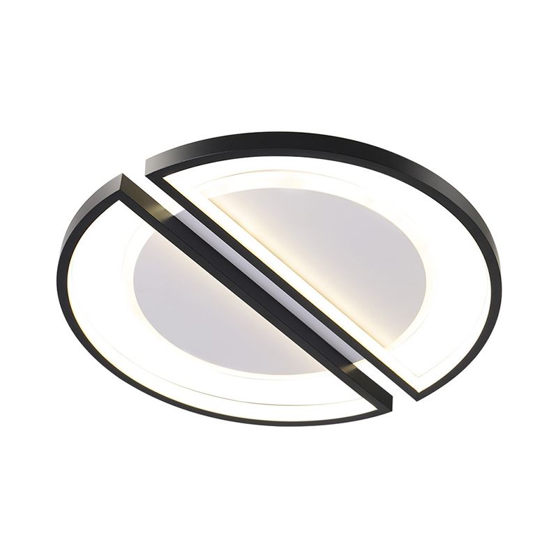 Iluminación de techo metálica delgada y redonda, montaje empotrado LED negro simple con marco triangular/semicircular, luz blanca/cálida