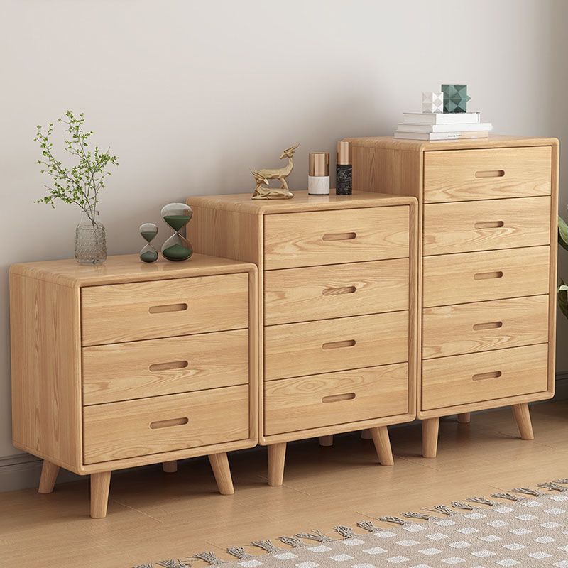 Contemporary Solid Wood Storage Chest Bedroom Vertical Chest with Drawers