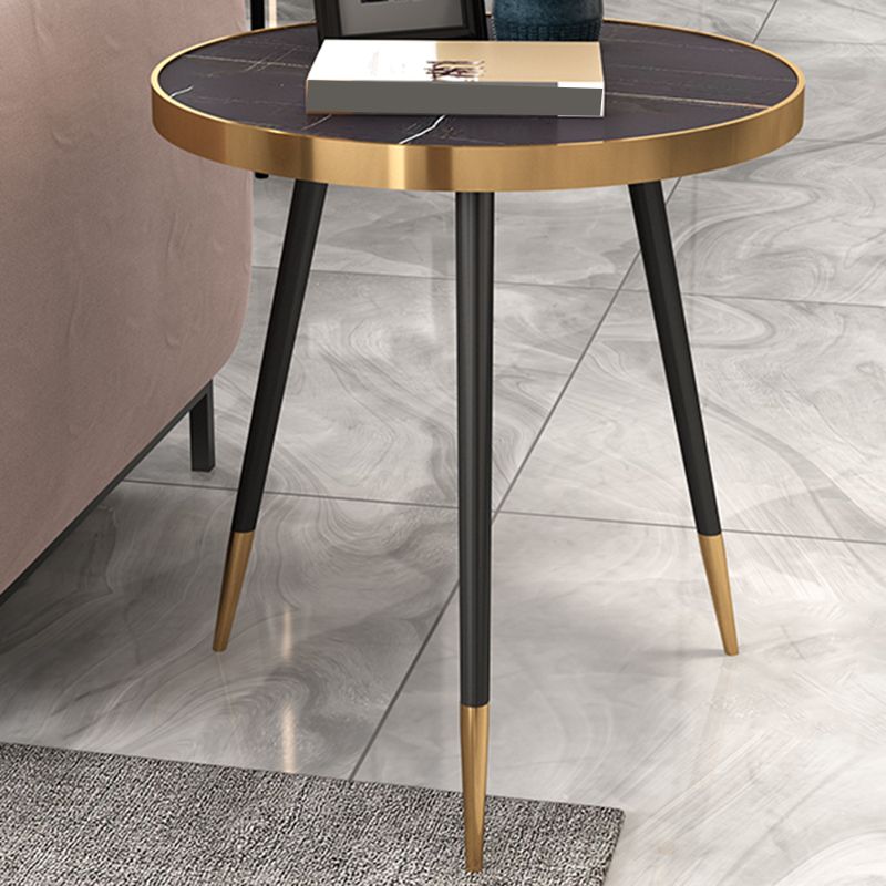 Modernistic Metal 3 Legs End Table Round Slate Top Side End Table
