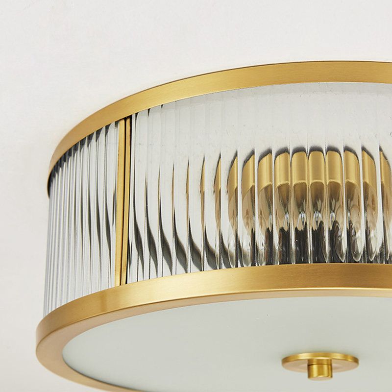 Colonial Classic round plafonnier cuivre intérieur encastré avec abat - jour en verre transparent