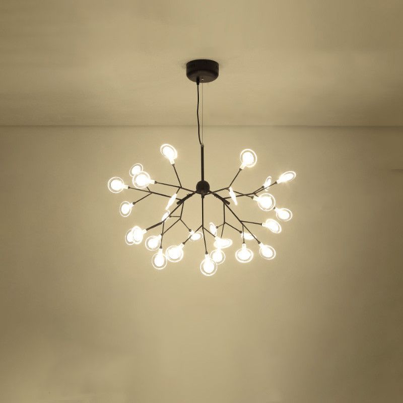 Simplicity Leaf Chandelier Lamp Acrylic Living Room LED Drop Pendant with Branch-Like Wireframe