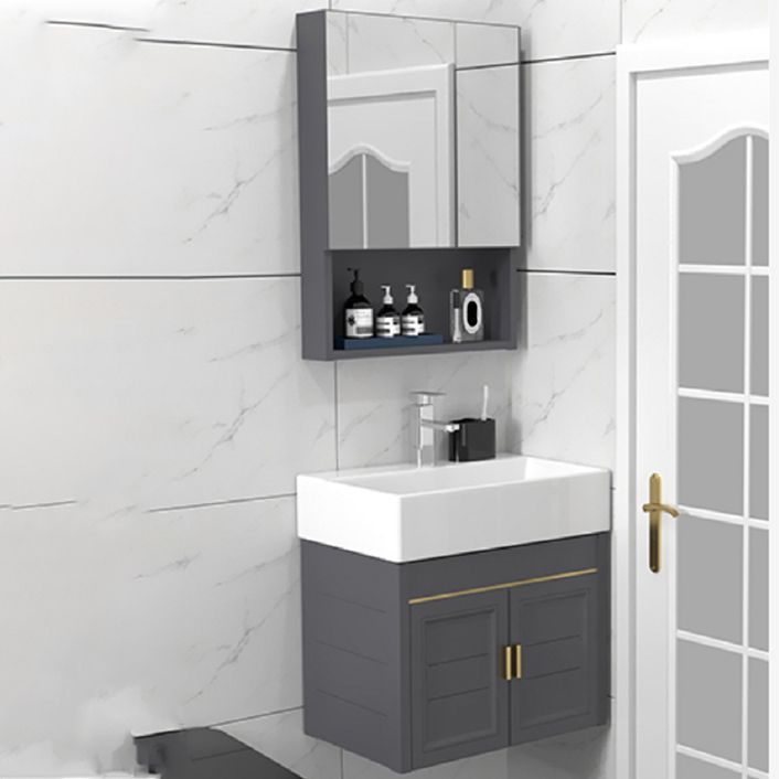 Modern Single Bath Vanity Wall Mount Ceramic Top Bathroom Vanity