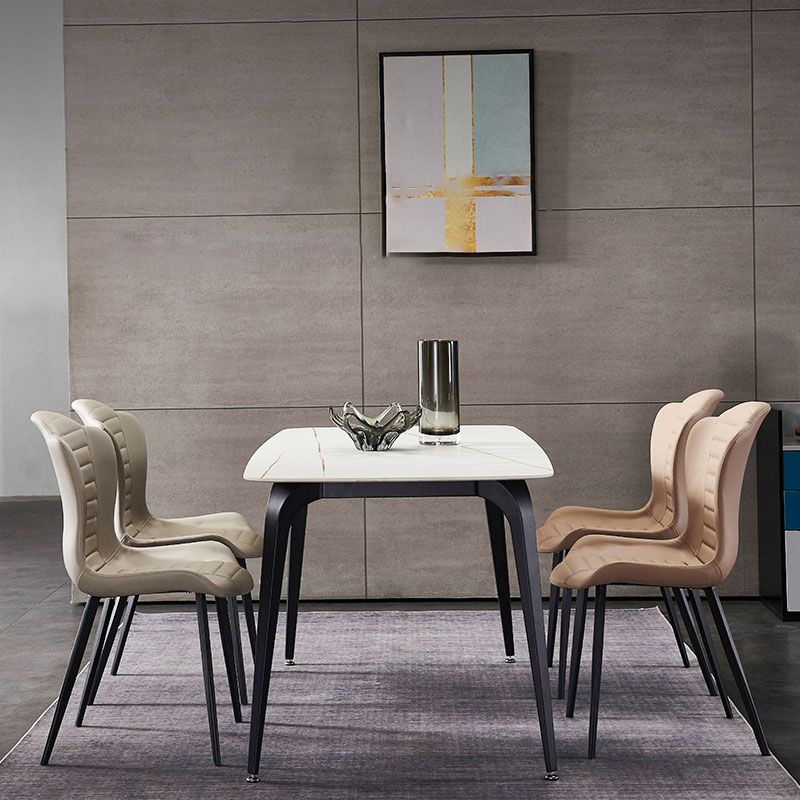 Designer 1/4/5/7 Pieces Dining Table Set Rectangle White Stone Top Dinette Set