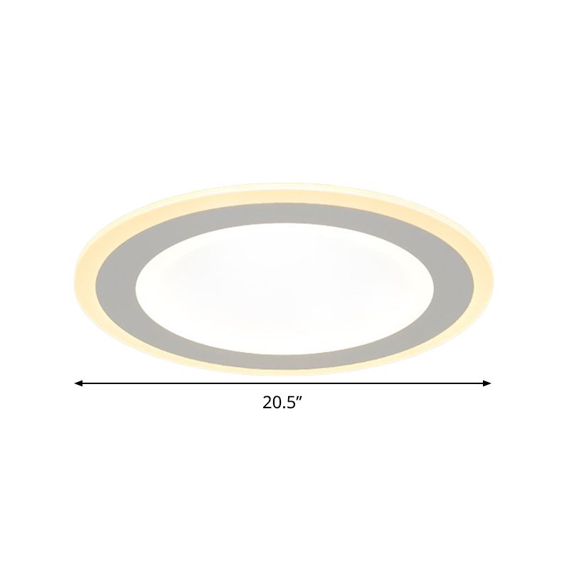 16"/20.5" Dia Minimalist Round Flush Mount Light Super Thin White Acrylic LED Ceiling Mount Lighting in Warm/White Light