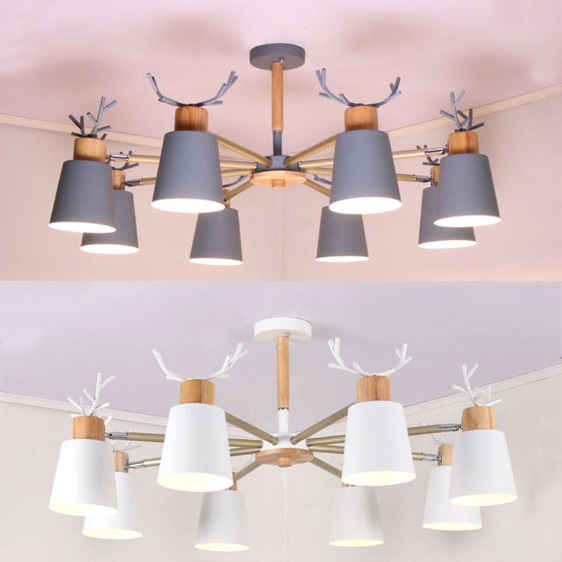 Moderne kreative makkaron Anhänger helle hölzerne geometrische Hanglampe mit Schmiedeeisenschatten