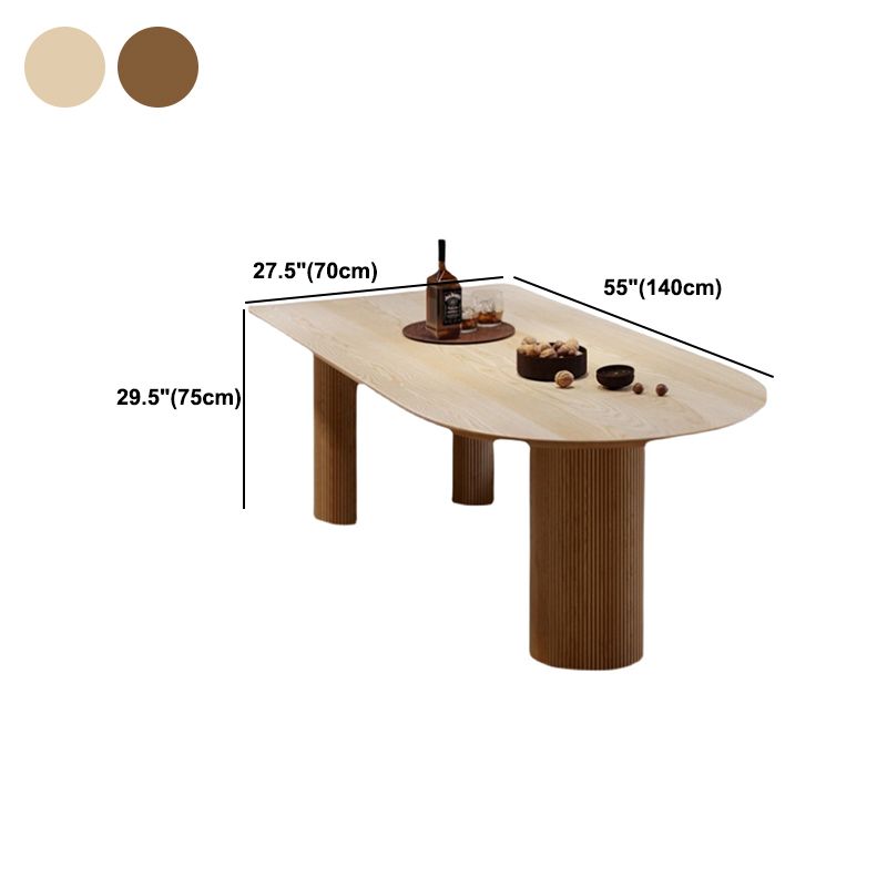Free Form Dining Table Modern 3 Legs Wood Color Fixed Table of Solid Wood