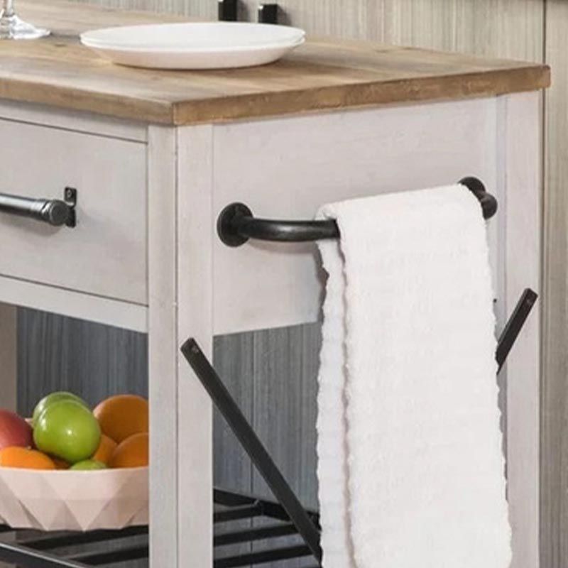 Modern Rolling Kitchen Cart Wood Kitchen Island Cart with Open Storage