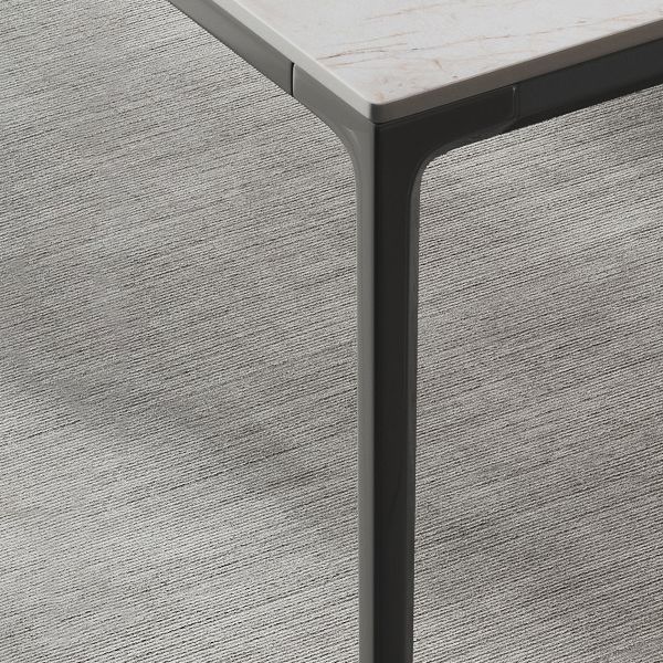 Industrial Style Rectangle Dining Table Stone Furniture with Metal 4 Legs