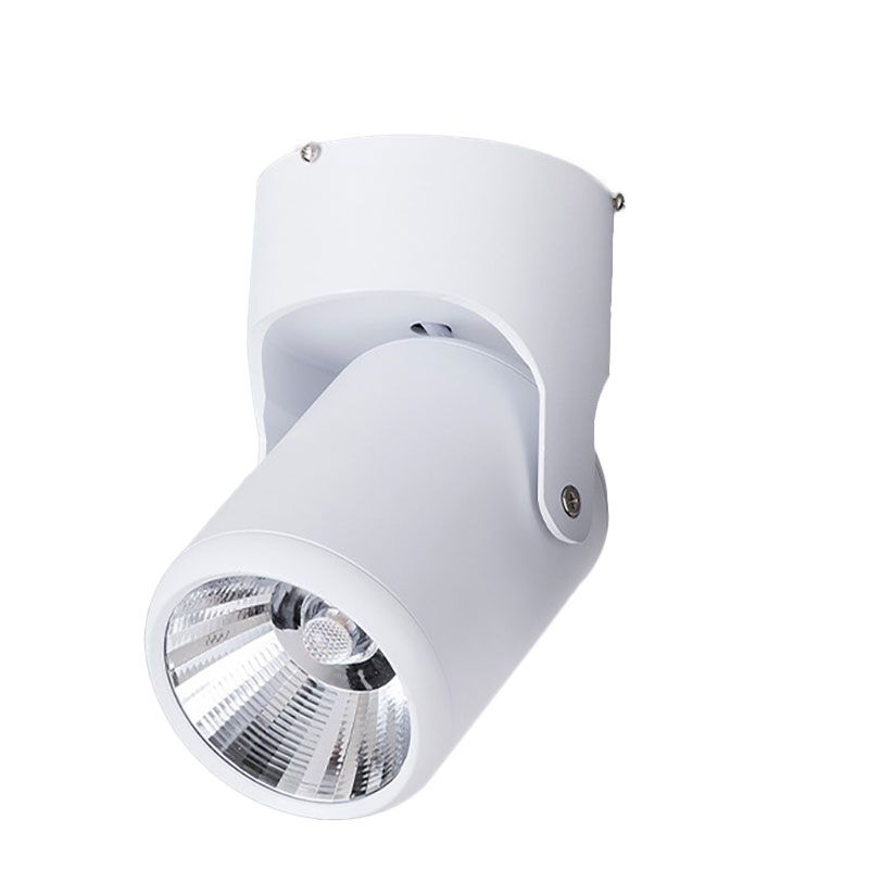 Lámpara mini semiplana de moda en ático, con pantalla cilíndrica LED Metal giratorio lámpara de techo, adecuada para Sala de estar