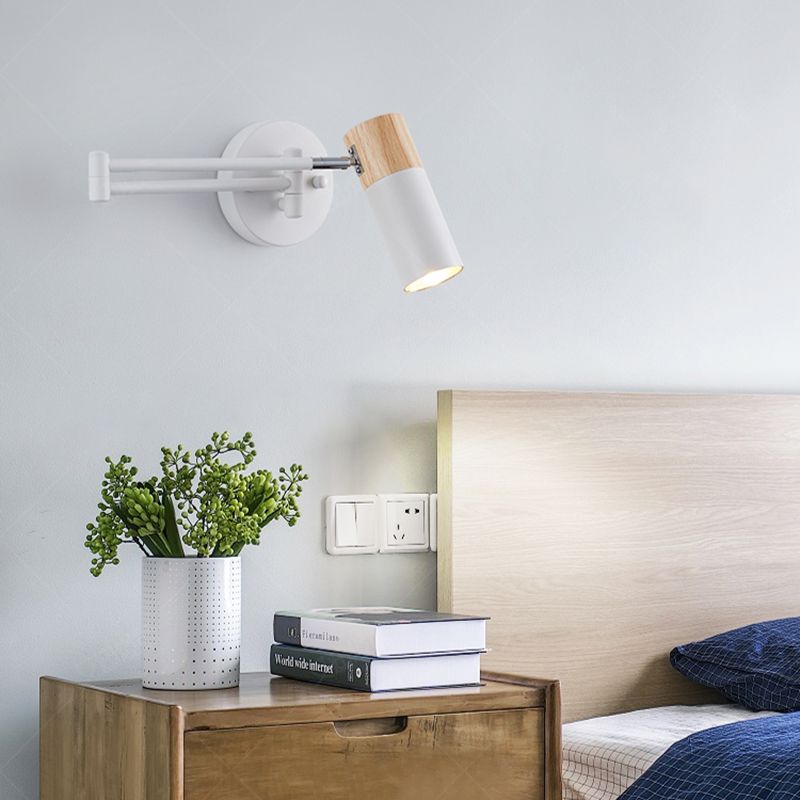 Modern Style Half Cylinder Shade Swing Arm Wall Lighting Metal 1 Light Sconce Lamp