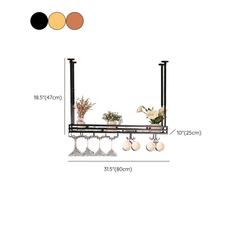 Hanging Wine Rack Metal Wine Bottle & Glass Rack for Dining Room