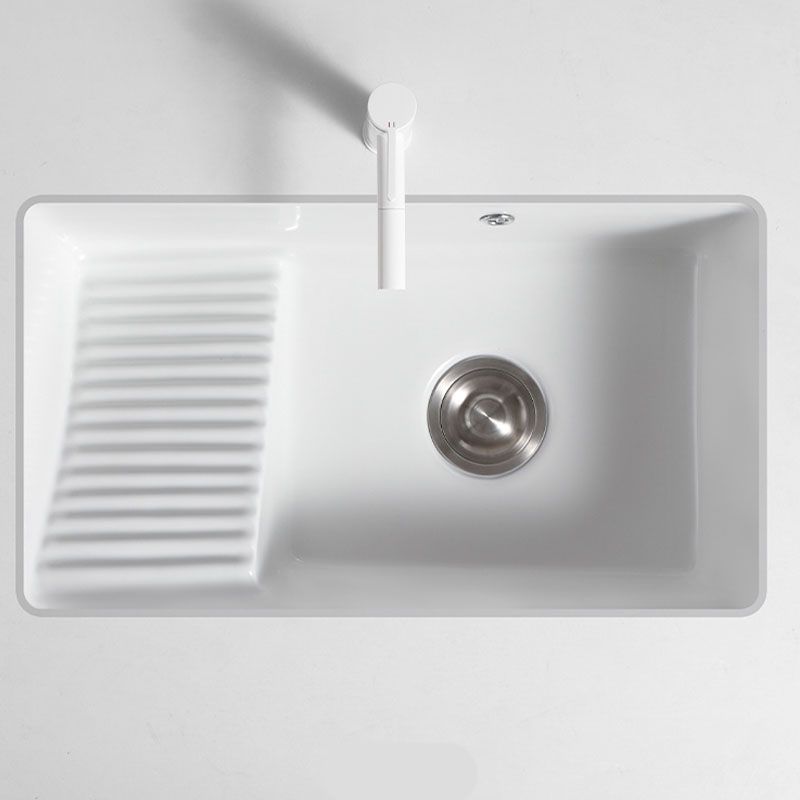 Traditional Undermount Vanity Sink Porcelain Rectangular with Overflow Basin Sink