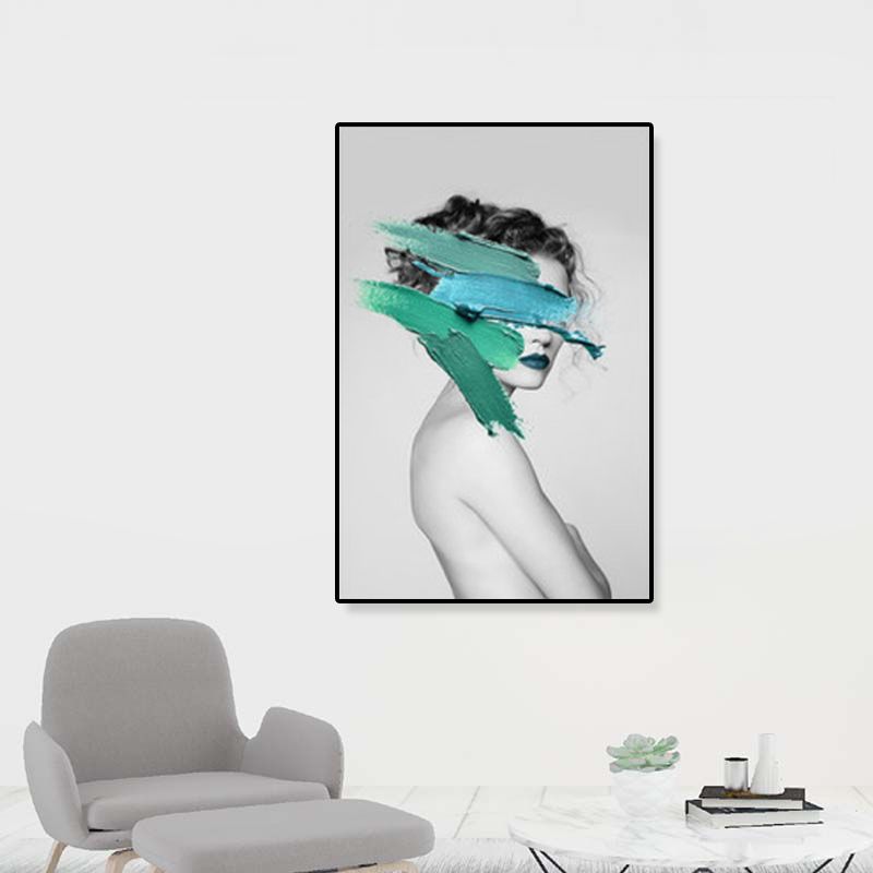 Textured Mixed-Media Fashion Girl Painting Canvas Glam Wall Art Decor for Playroom