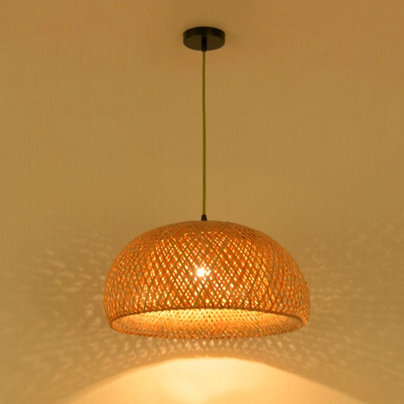 Chinese Bamboo Pendant Light Dome Ceiling Light Fixture for Dining Room