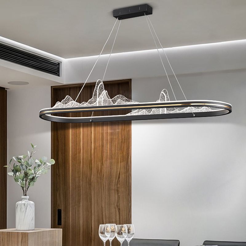 Contemporary Oval Island Lighting Metal 1 Light Island Light Fixture for Kitchen