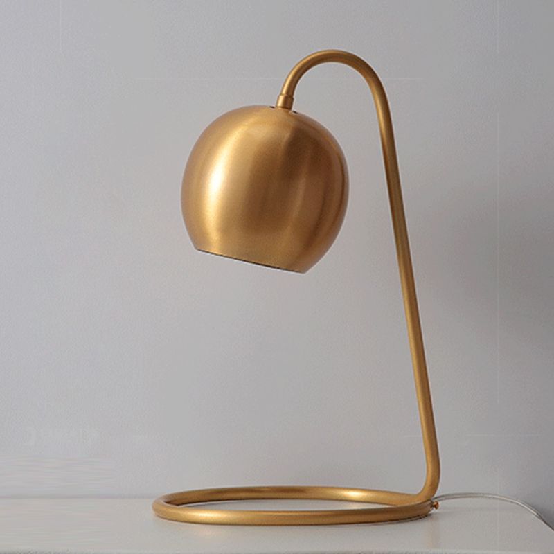 Minimalist Style Table Lamp Brass Spherical Night Table Lamp with Metal Shade