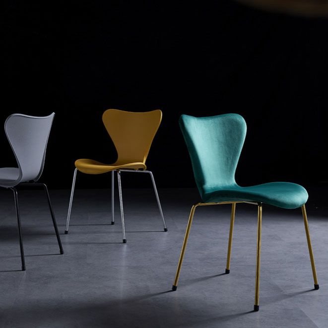 Home Wingback Dining Armless Chairs Indoor Dining Side Chairs with Metal Legs