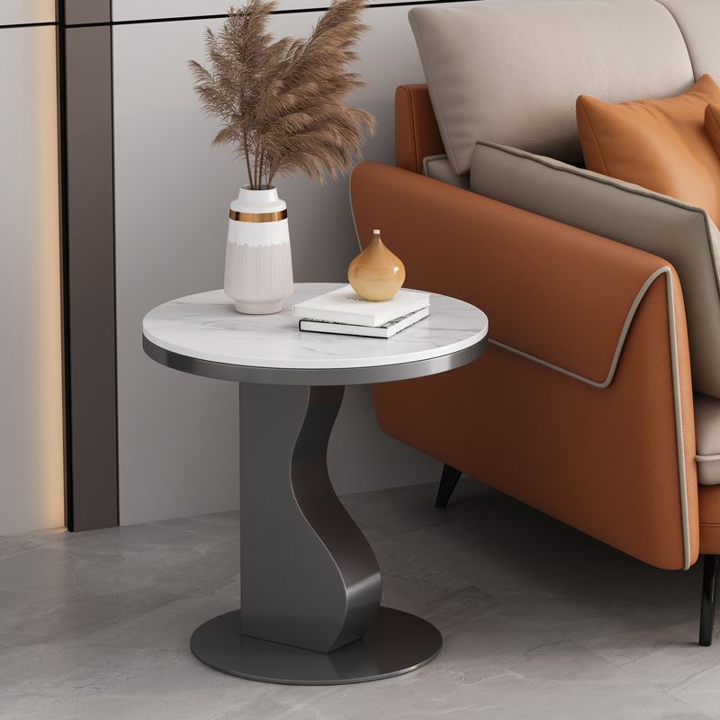 Stone & Iron End Table Dia 19.69" High Round Sofa Side Accent Table