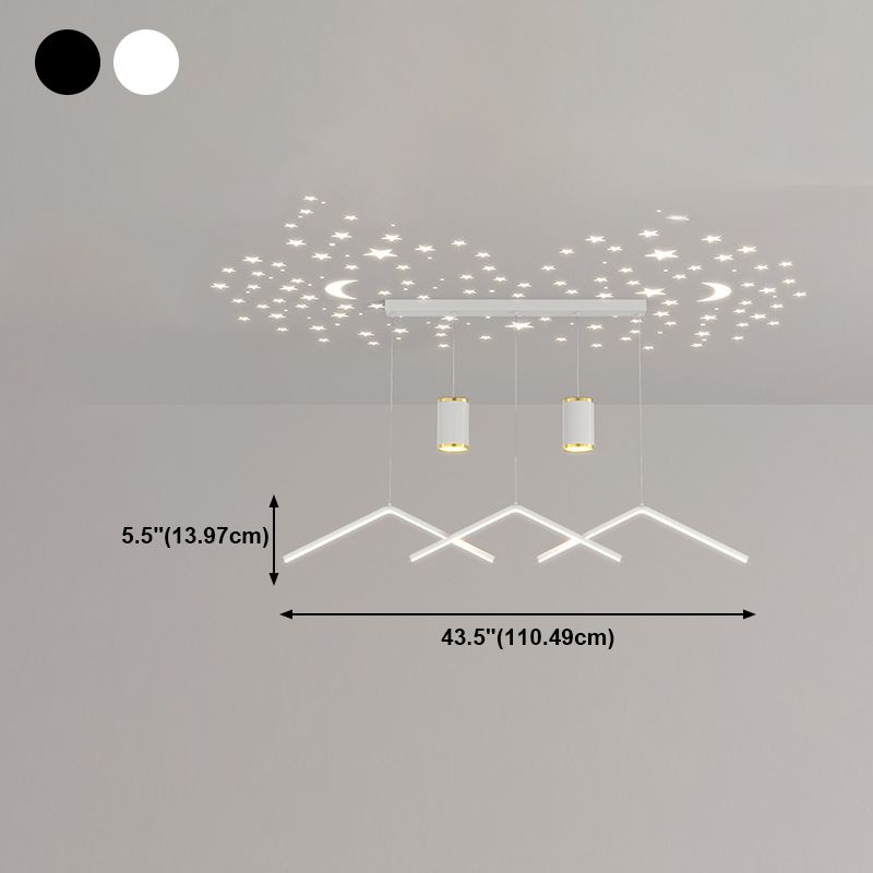 Zeitgenössischer Stil linearer Form Island Leuchten Metall 3 Licht hängende Anhängerleuchten