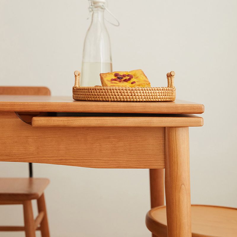Retractable Solid Wood Table Modern Dining Table with 4 Legs for Restaurant