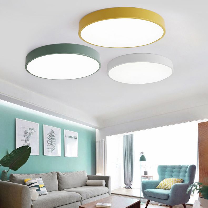 1-Light Round Flush Ceiling Light Fixture Modern Acrylic Flush Light