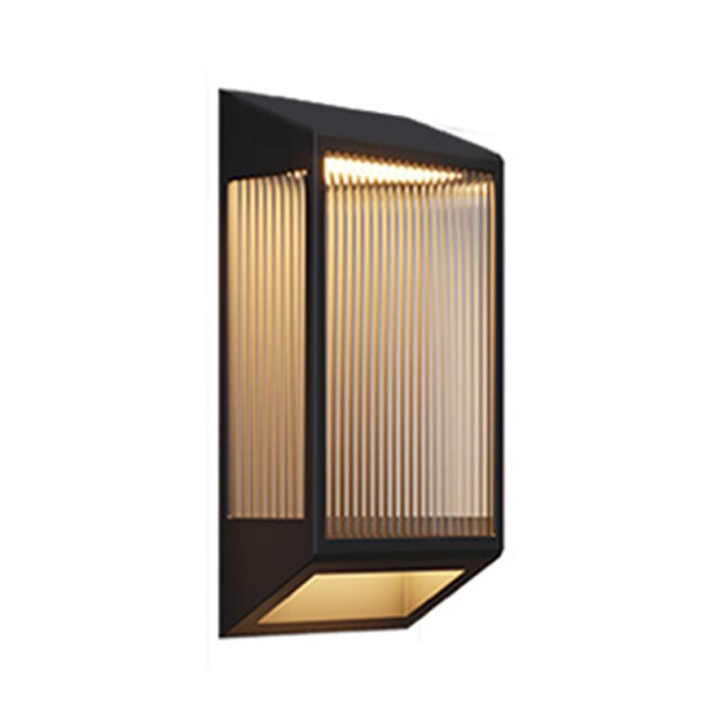 Simple Wall Sconce Black Outdoor Wall Light Fixture with Glass