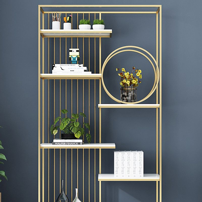 Metal and Wood Shelf Bookcase Open Etagere Book Shelf with 6 Shelves