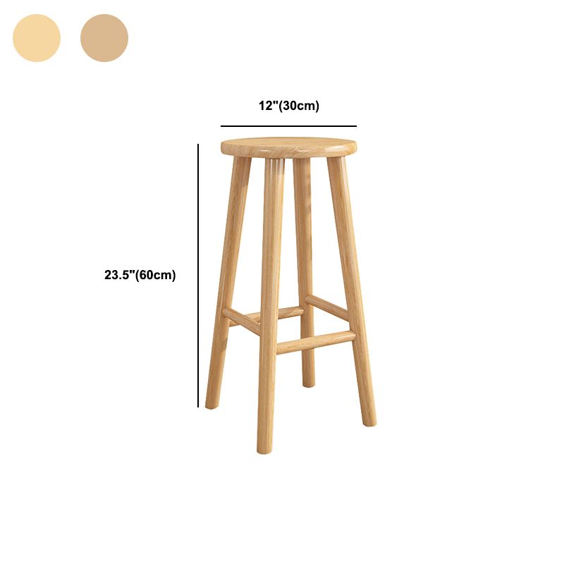 Contemporary Backless Rubberwood Stool Natural Footrest Barstool