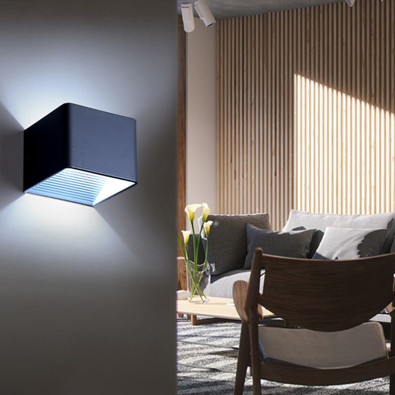 2-Lights Metal Wall Lighting Modern Style Square Shape Wall Mount Light Fixture