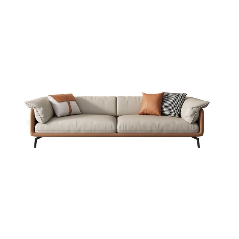 Contemporary 32.67" Tall Genuine Leather Pillow Top Arm Sofa