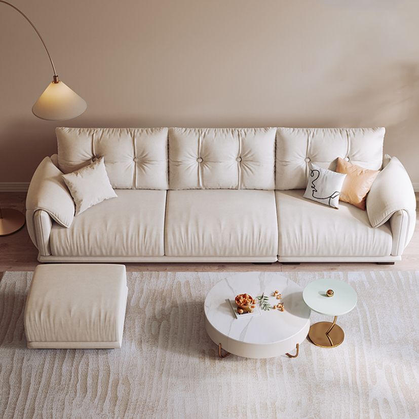 Scandinavian Sofa White Pillows Faux Leather Living Room Pillow Top Arm