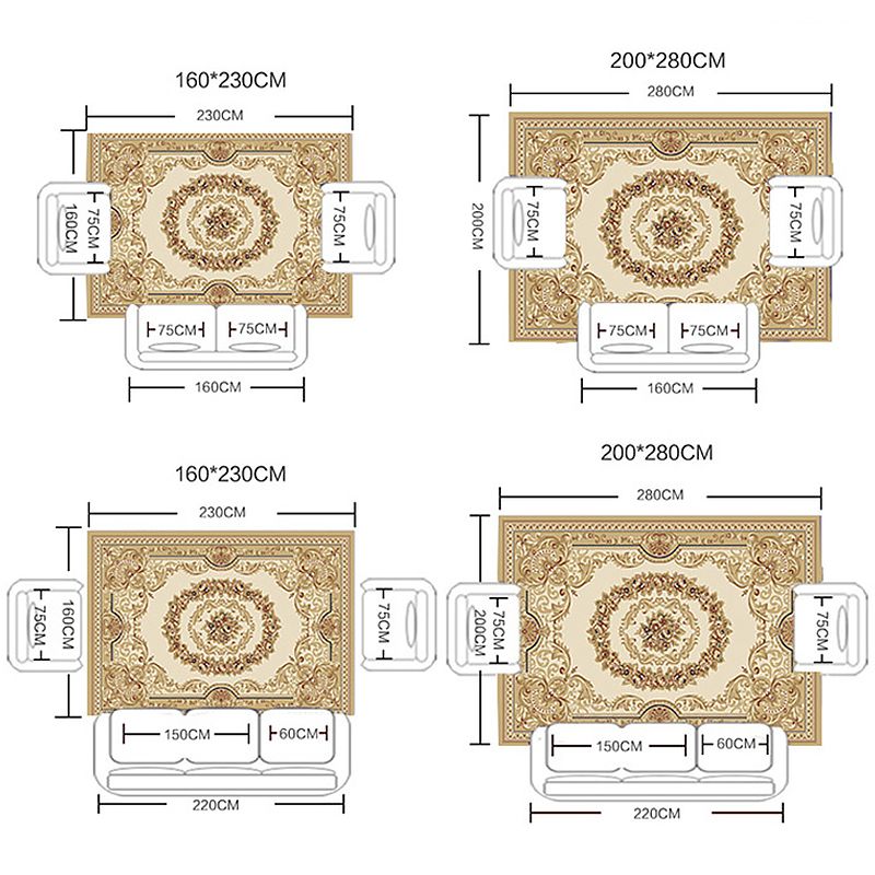 Gelb Ton Blumendruck Teppich Polyester Traditioneller Anti-Rutsch-Rücken-Innenteppich für Wohnzimmer