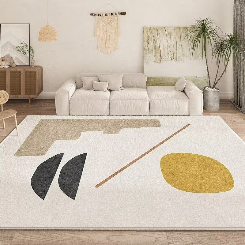 Rectangle Shape Abstract Pattern Rug Stain Resistant Loom Rug for Bedroom