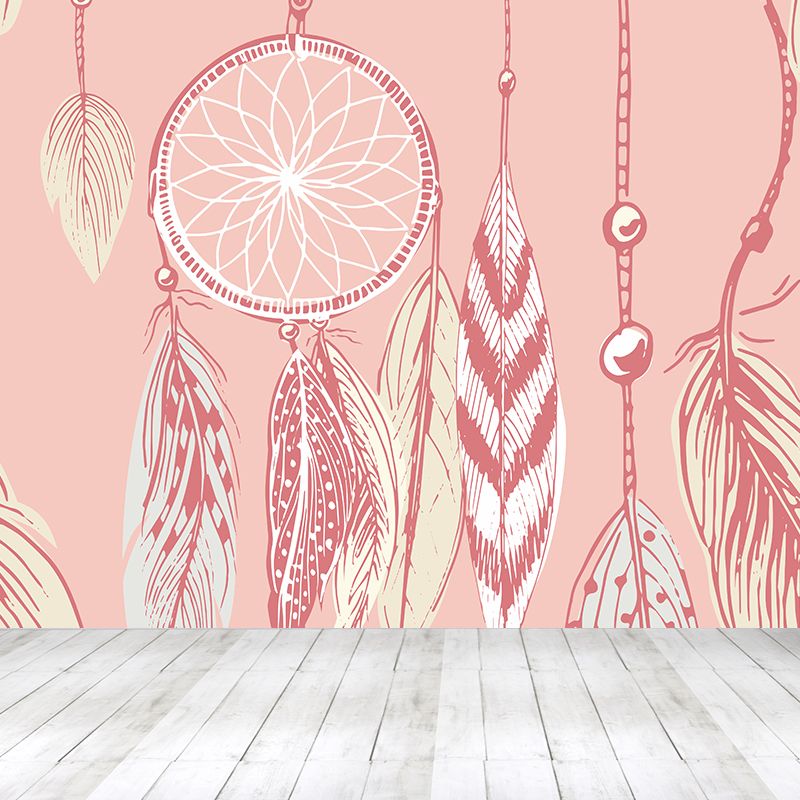 Illustration Dreamcatcher Wall Mural for Living Room, Light Color, Custom Size Available