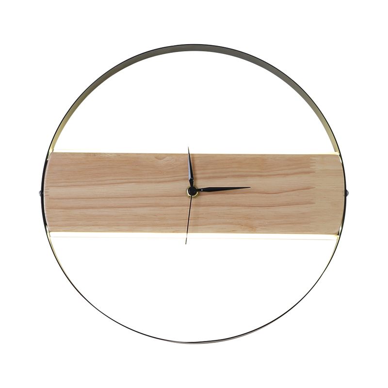 Rectangle/Round Parlor Flush Wall Sconce Acrylic LED Contemporary Wall Mounted Light with Clock Design in Beige