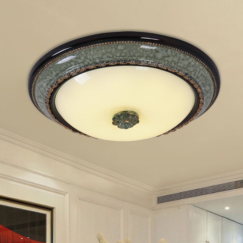 Opalmilchglas-Deckenleuchte, klassische LED-Unterputzleuchte für Schlafzimmer mit Kunstmarmorbesatz, 14"/16"/19,5" B