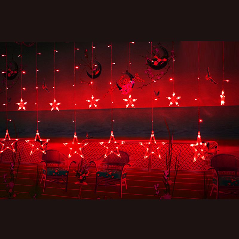 White Star Curtain String Light Art Decor 12-Head Plastic Christmas Light for Outdoor