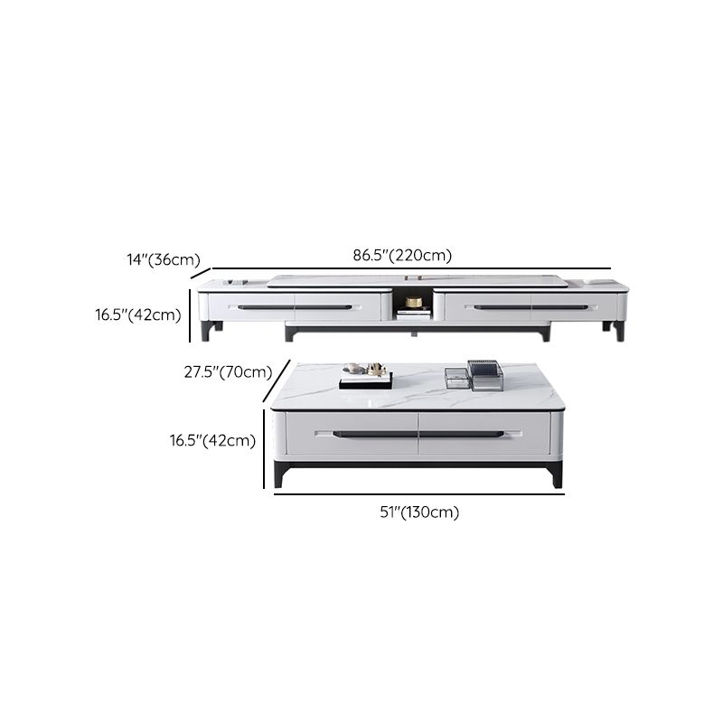 Slate Coffee or End Table with Storage Drawers Rectangle 4 Legs