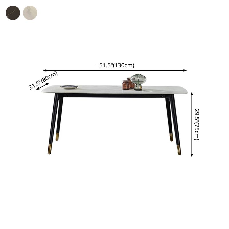 Rectangle Luxury Style Dining Table Two-Color Fixed Table with Sintered Stone