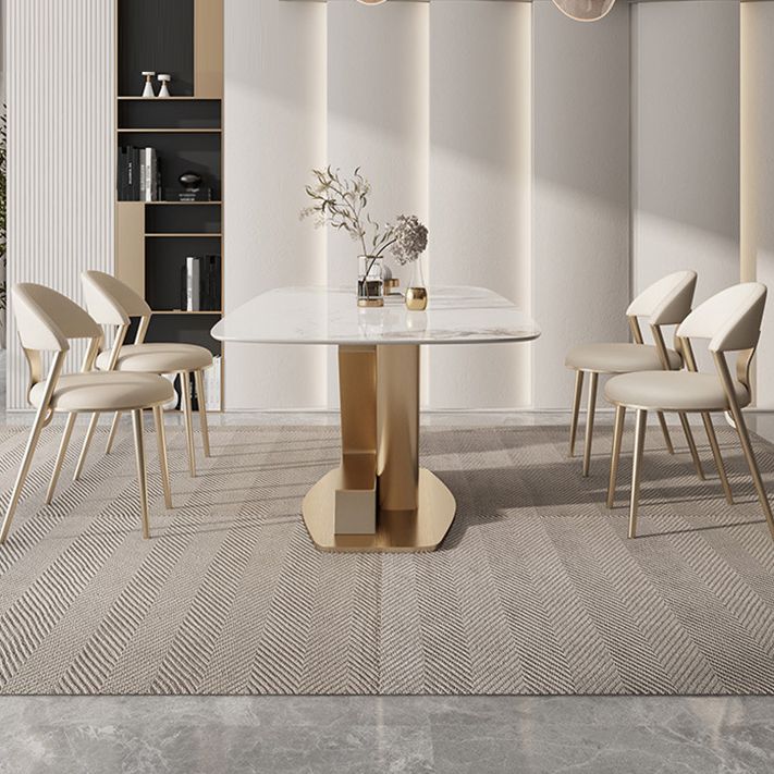 Glam Style Rectangle Table Set 1/4/5/7/9 Pieces Dining Set for Home Use