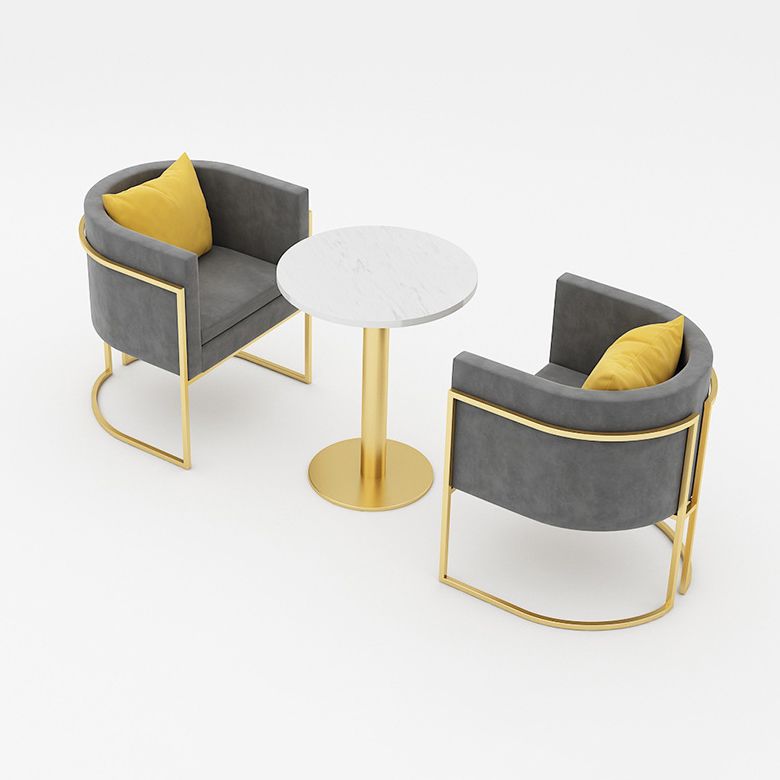 Glam Sintered Stone Dining Table Set with Round Top Pedestal Base Dining Furniture for Home Use