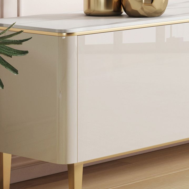 Rectangle Enclosed Storage TV Stand Luxury Sintered Stone Home Stand Console