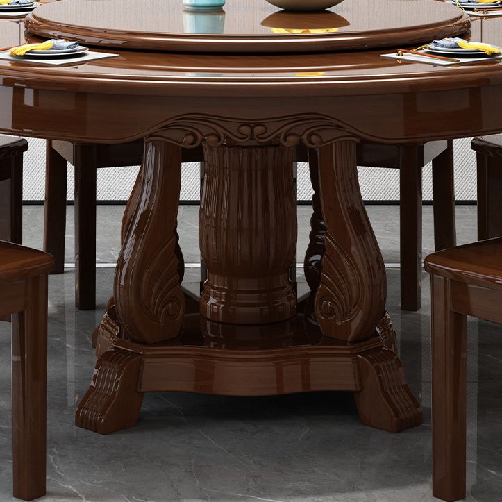 Traditional Dining Table Round Rubberwood Dinner Table for Dining Room