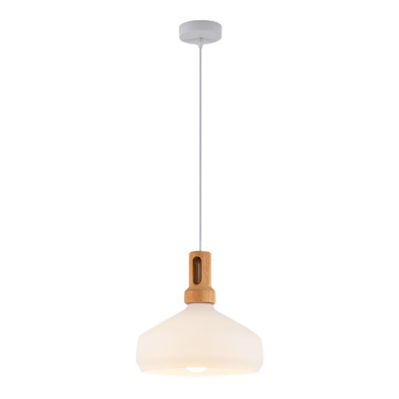 Glass Tapered Hanging Lamp in Modern Concise Style Wooden Indoor Pendant Light